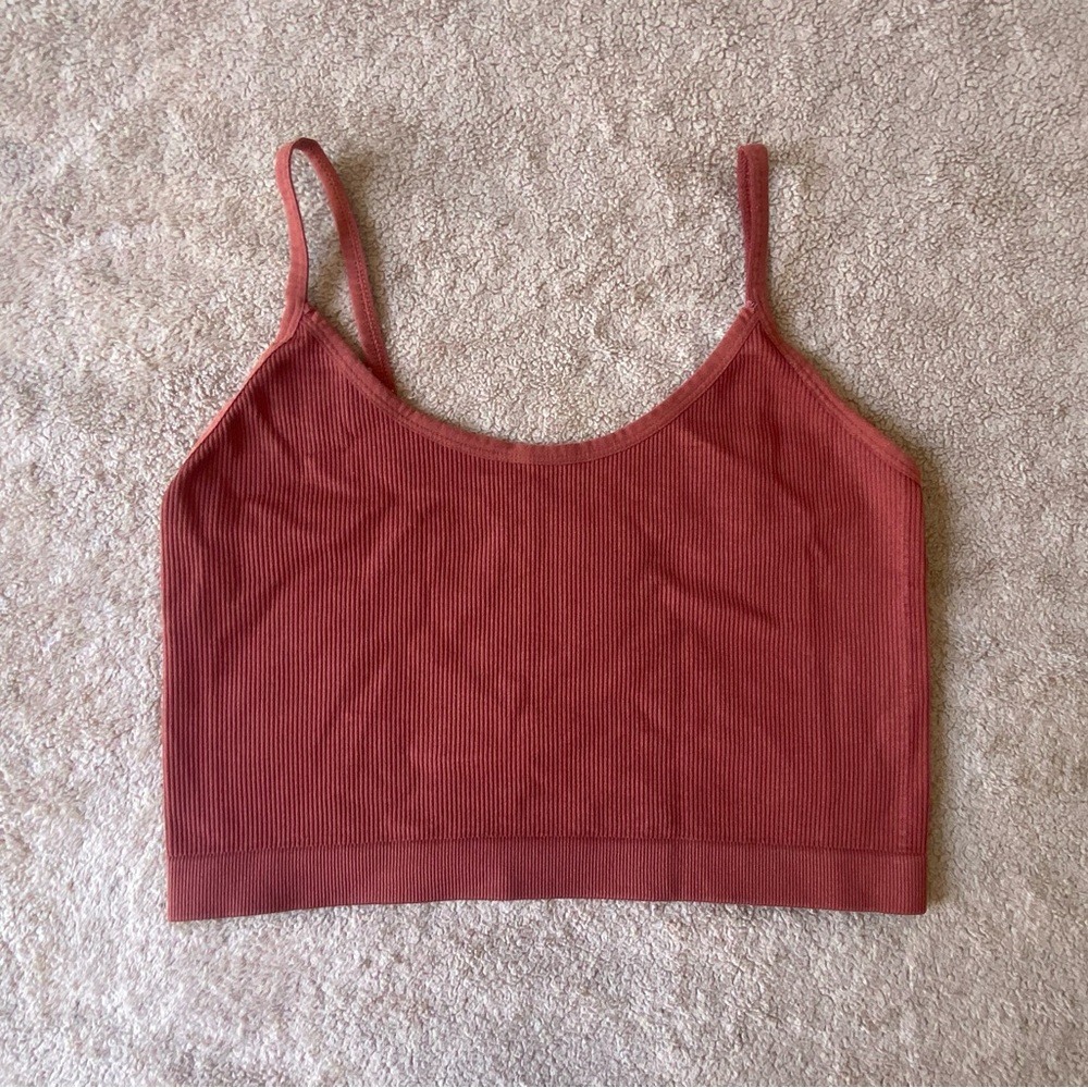 Madewell Rust Ribbed Crop Top